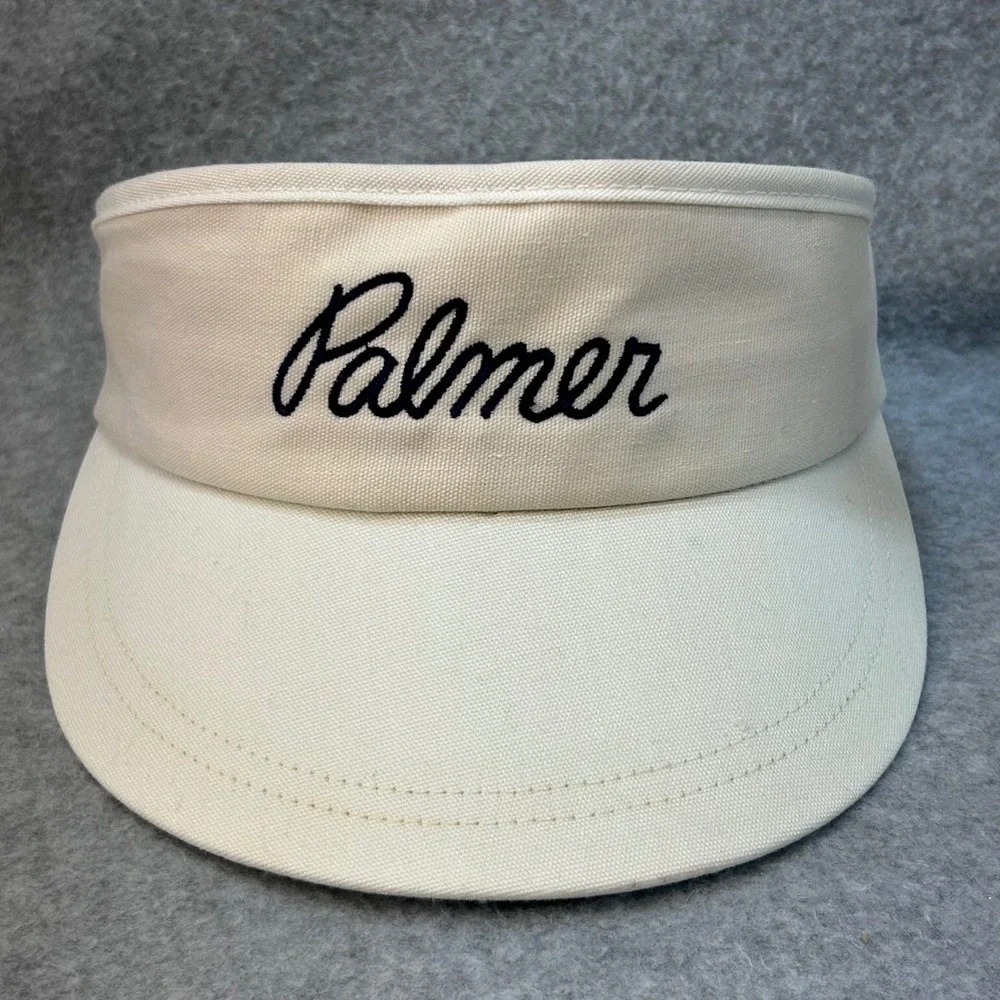 Palmer Script Unisex Cream Duckster Golf Visor Adjustable Vintage USA OSFM